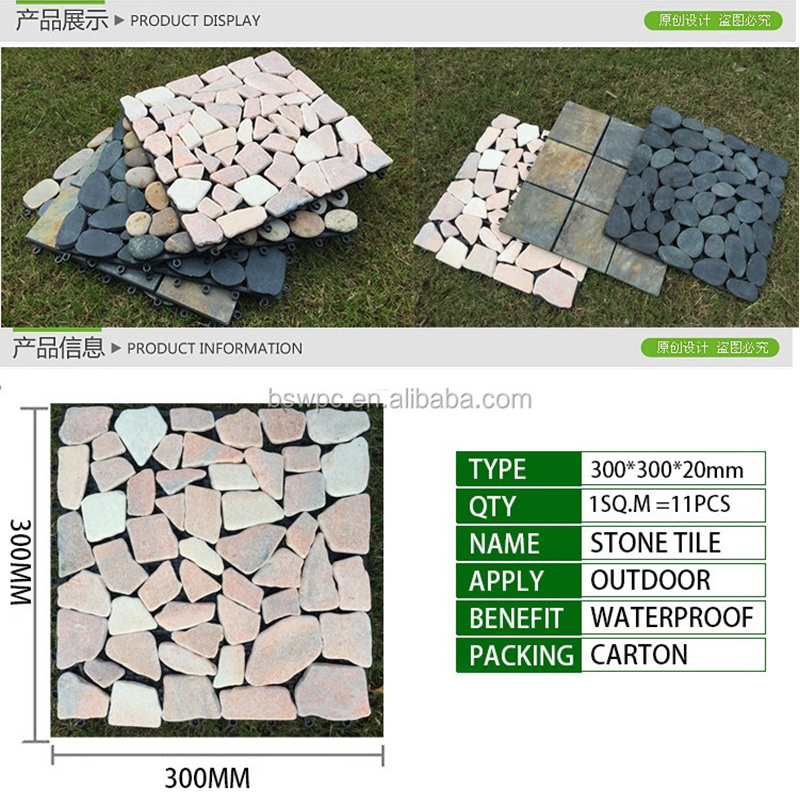 Outdoor Stone Pebble Garden Lukittavat Stone Deck laatat